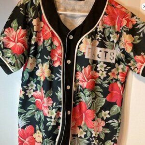 Hawaiian floral baseball jersey s.xxl